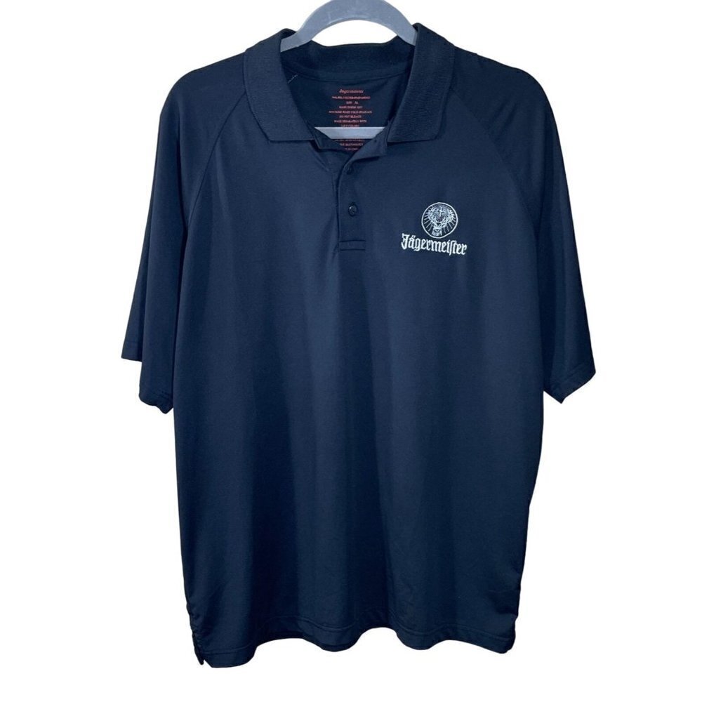 Jagermeister Men's Polo Shirt Embroidery Short Sleeve Black Size XL Extra Large